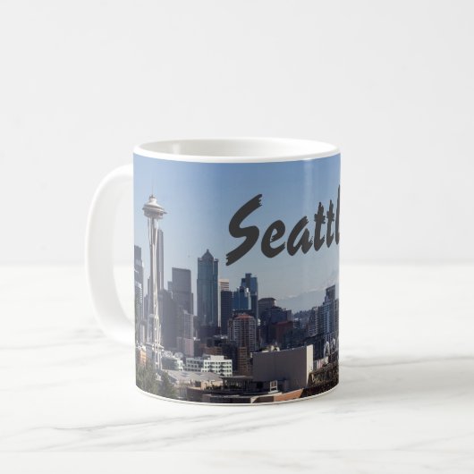 Skyline-Foto von Seattle Washington Kaffeetasse (Vorderseite Links)