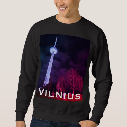 Skyline Glow: Vilnius, Lithuania TV Tower Sweatshirt (Vorderseite)