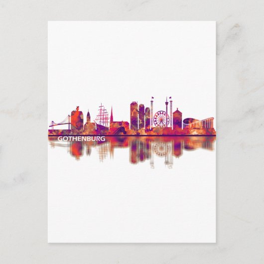 Skyline Göteborg Einladungspostkarte (Vorderseite)