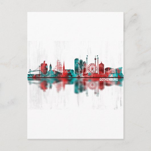 Skyline Göteborg Einladungspostkarte (Vorderseite)