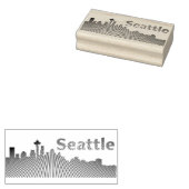 Skyline-Grafik von Seattle in Schwarzweiß Gummistempel (Stempel)