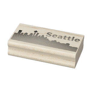 Skyline-Grafik von Seattle in Schwarzweiß Gummistempel
