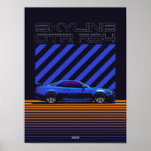 Skyline GT-R34 Bayside Blue Poster (Vorne)