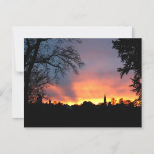 SKYLINE HAAG IN OBERBAYERN IN GLÜHENDEM ABENDROT POSTKARTE