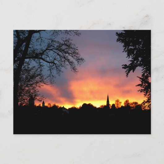 SKYLINE HAAG IN OBERBAYERN IN GLÜHENDEM ABENDROT POSTKARTE (Vorderseite)