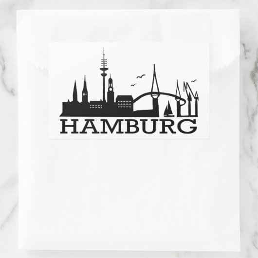 Skyline Hamburg Rechteckiger Aufkleber (Tasche)
