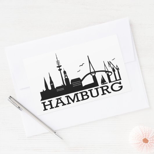 Skyline Hamburg Rechteckiger Aufkleber (Umschlag)