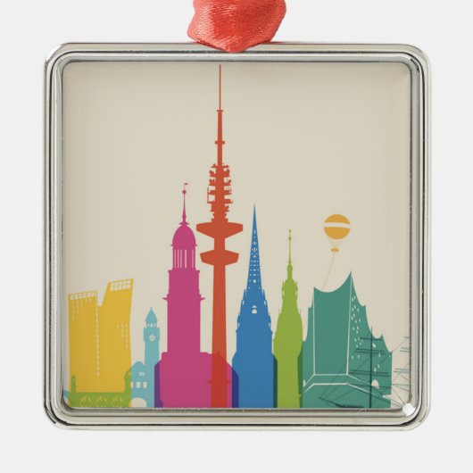 Skyline Hamburgs Deutschland Ornament Aus Metall (Vorne)