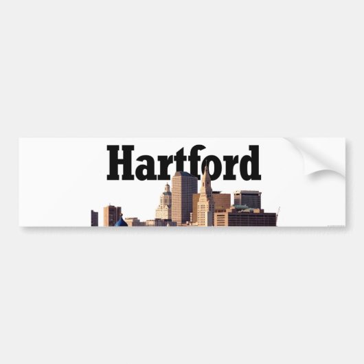 Skyline Hartfords CT mit "Hartford" im Himmel Autoaufkleber (Vorne)