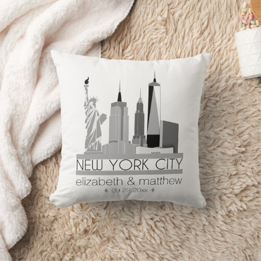 Skyline-Hochzeit in New York Kissen (Decke)