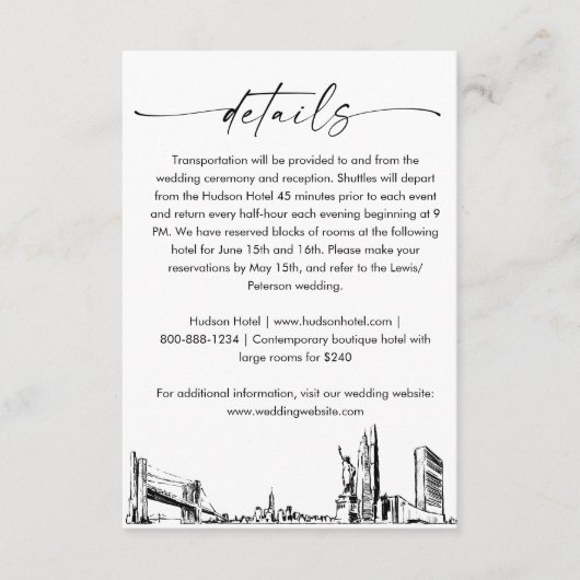 Skyline-Hochzeitskarte in New York, 3,5 x 5 Begleitkarte (Vorderseite)