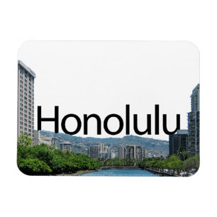 Skyline Honolulus HI mit Honolulu im Himmel Magnet