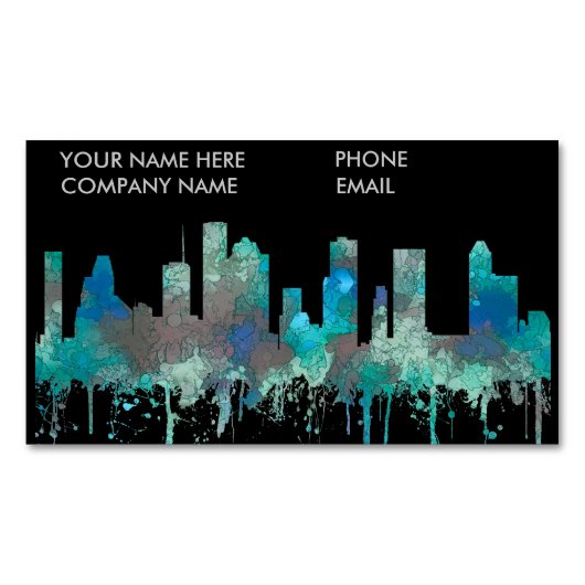 Skyline Houstons, Texas - SG-Dschungel Magnetische Visitenkarte (Vorderseite)