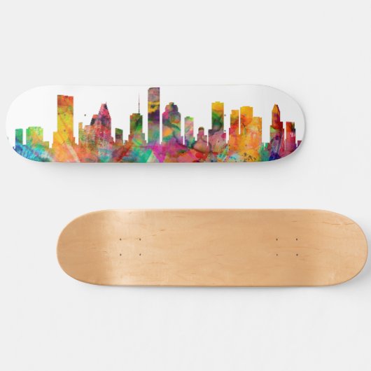 Skyline Houstons Texas Skateboard (Horizontal)