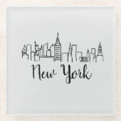 Skyline-Illustration in New York Glasuntersetzer (Vorderseite)