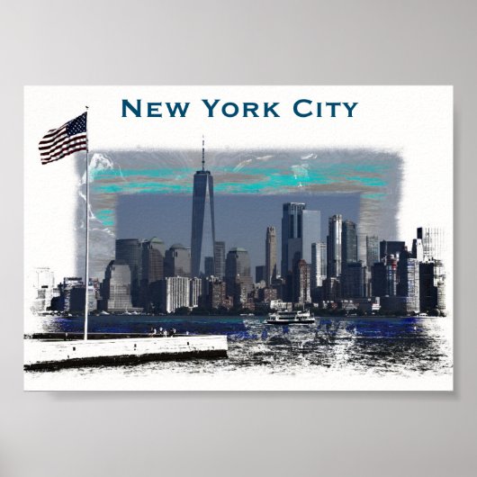 Skyline-Illustration in New York Poster (Vorne)