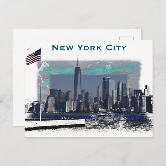 Skyline-Illustration in New York Postkarte (Vorne/Hinten)