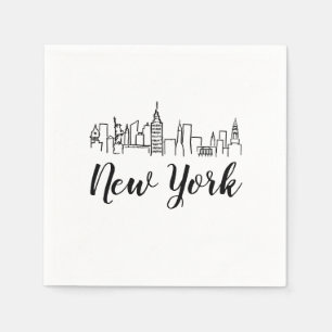 Skyline-Illustration in New York Serviette