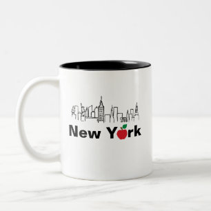Skyline-Illustration in New York Zweifarbige Tasse