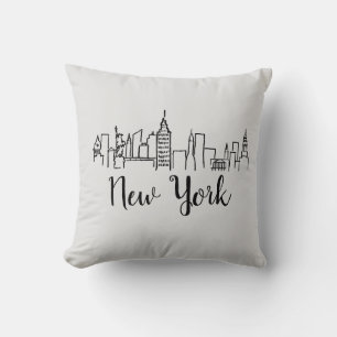 Skyline-Illustration-Pillow in New York Kissen