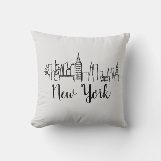Skyline-Illustration-Pillow in New York Kissen (Vorderseite)