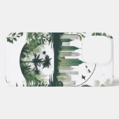 Skyline in Grüntönen Stadt Natur Aquarell iPhone Hülle (Rückseite (Horizontal))