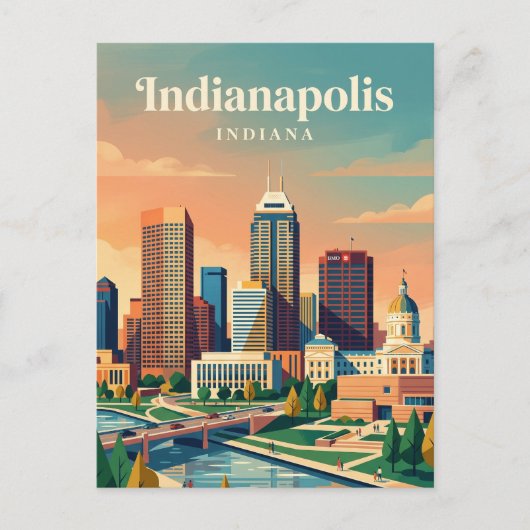 Skyline Indiana Postkarte (Vorderseite)