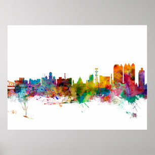 Skyline Kalkuttas (Kolkata) Indien Poster