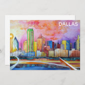 Skyline-Karte von Dallas Texas Watercolor City (Vorne/Hinten)