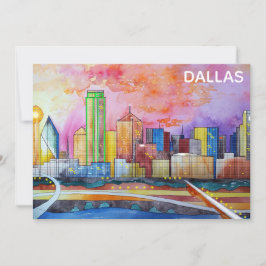 Skyline-Karte von Dallas Texas Watercolor City