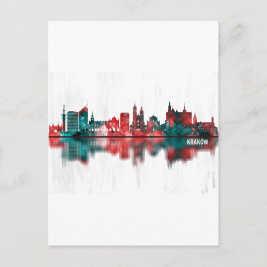 Skyline Krakau Feiertagspostkarte (Vorderseite)