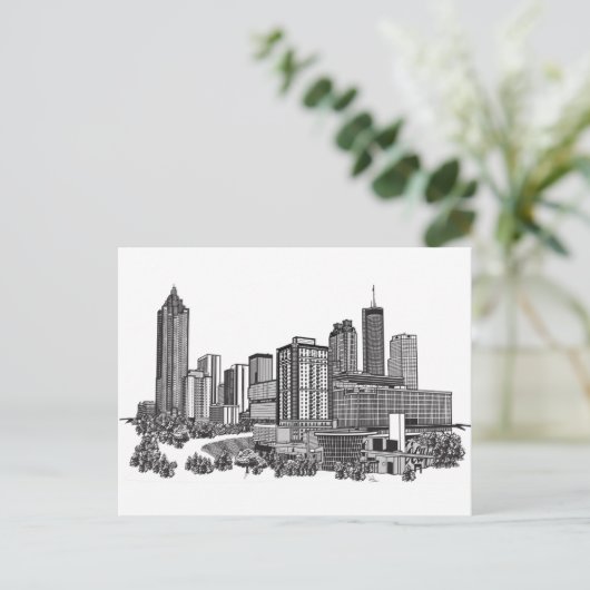Skyline-Kunst Atlantas Georgia Postkarte (Stehend Vorderseite)