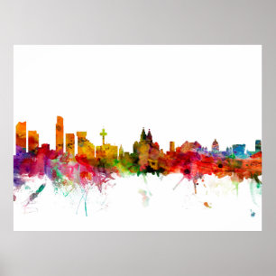 Skyline Liverpools England Poster