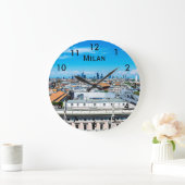 Skyline Mailands in Italien Große Wanduhr (Zuhause)