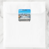 Skyline Mailands in Italien Quadratischer Aufkleber (Tasche)