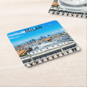 Skyline Mailands in Italien Rechteckiger Pappuntersetzer (angewinkelt)