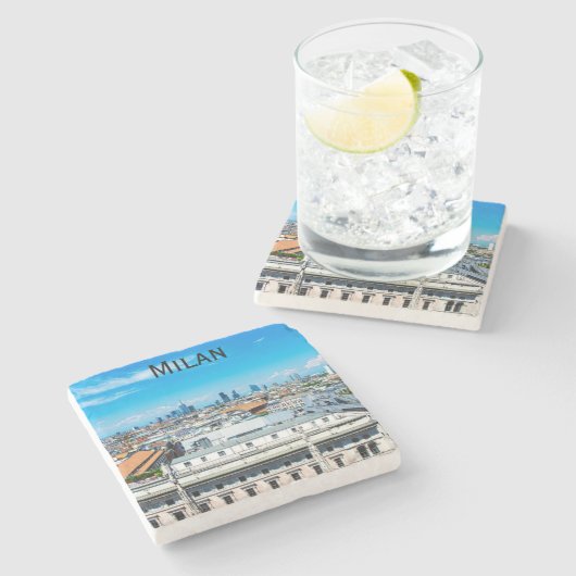 Skyline Mailands in Italien Steinuntersetzer (Seitenansicht)