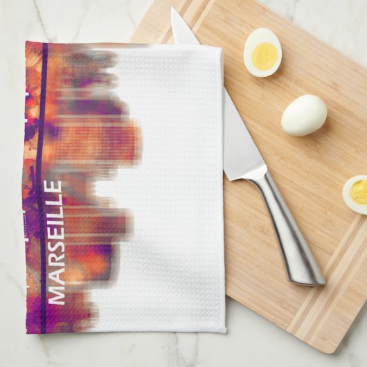 Skyline Marseille Geschirrtuch (Viertel Falte)