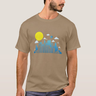 Skyline mit Mond Gebäude Stadt Silhouette Geschenk T-Shirt