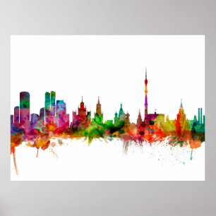 Skyline Moskaus Russland Poster
