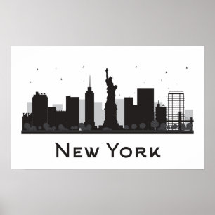 Skyline New York City   Schwarzweiss Poster