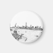 Skyline New York Pen Ink Illustration Magnet (Vorne)