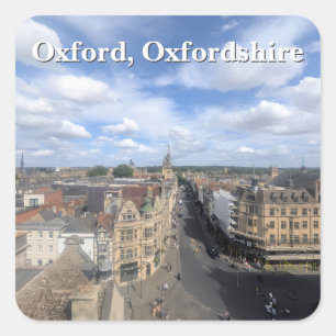 Skyline of Historic Oxford in Oxfordshire, UK Quadratischer Aufkleber