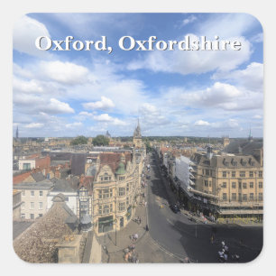 Skyline of Historic Oxford in Oxfordshire, UK Quadratischer Aufkleber