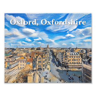 Skyline of Historic Oxford Pencil Art Fotodruck