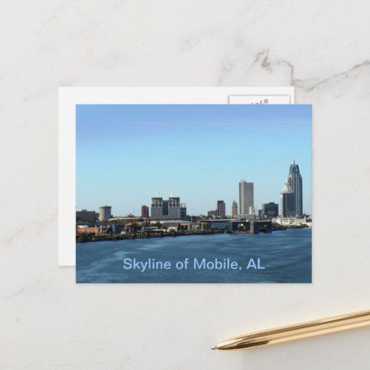 Skyline of Mobile, AL Postkarte (Vorderseite/Rückseite Beispiel)