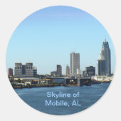 Skyline of Mobile, AL Runder Aufkleber (Vorderseite)