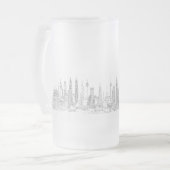 Skyline of the World (Schwarz + Weiß) Mattglas Bierglas (Vorderseite Links)