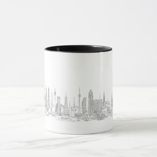 Skyline of the World (Schwarz + Weiß) Tasse (Zentrum)