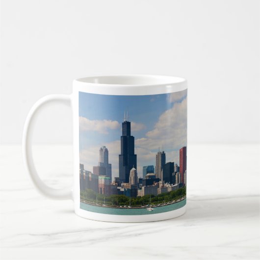 Skyline-Panorama Chicagos Illinois Kaffeetasse (Links)